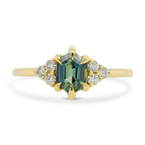 Custom Green Hexagon Cut Sapphire Cluster Ring