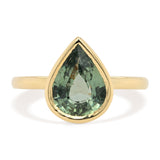 Custom Pear Cut Green Sapphire Bezel Ring