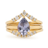 Custom Pear Cut Lavender Sapphire Ring Set