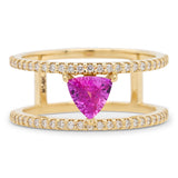 Custom Trillion Pink Sapphire & Diamond Pavé Ring