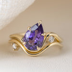 2.10ct Venus Pear Purple Sapphire & Diamond Engagement Ring