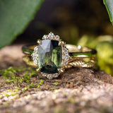 1.86ct Serena Cushion Teal Sapphire & Diamond Engagement Ring