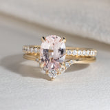 1.96ct Eva Peach Oval Sapphire & Pavé Diamond Engagement Ring
