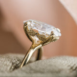 2.27ct Flora Oval Lab Grown Diamond Engagement Ring with Leaf Accents
