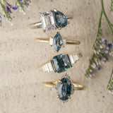 2.54ct Clara Teal Blue Radiant Cut Sapphire and Diamond Engagement Ring