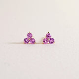 Trio gemstone pink sapphire earrings