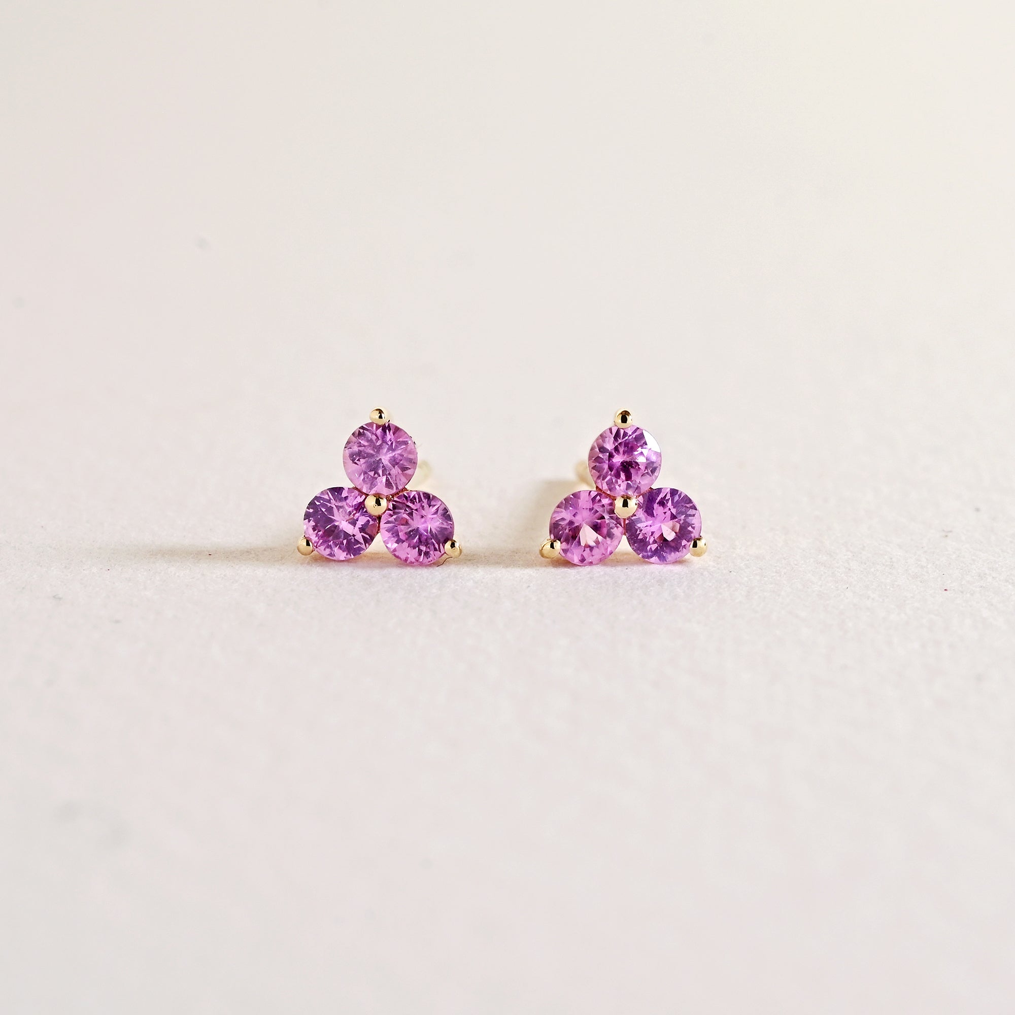Trio gemstone pink sapphire earrings