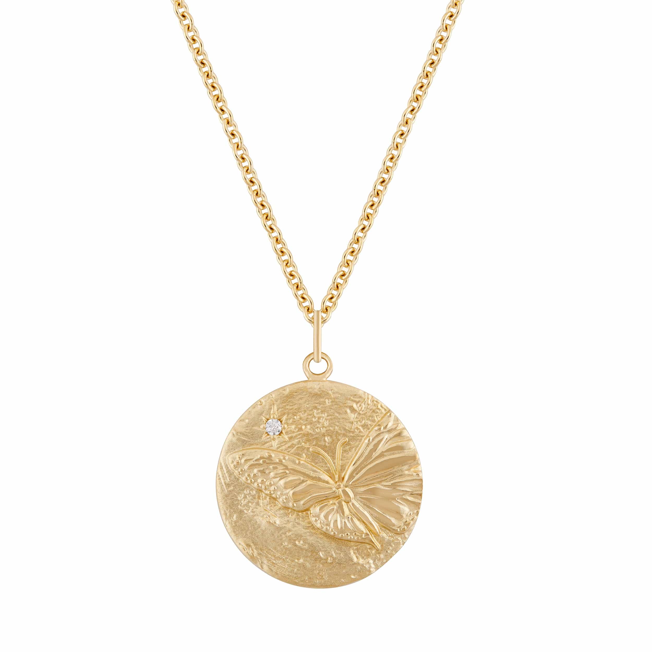 thumbnail image 2 of 18K Gold Filled Butterfly CZ Pendant Necklace - 16 Inch Curb Chain (Made In Brazil) 2 of 5