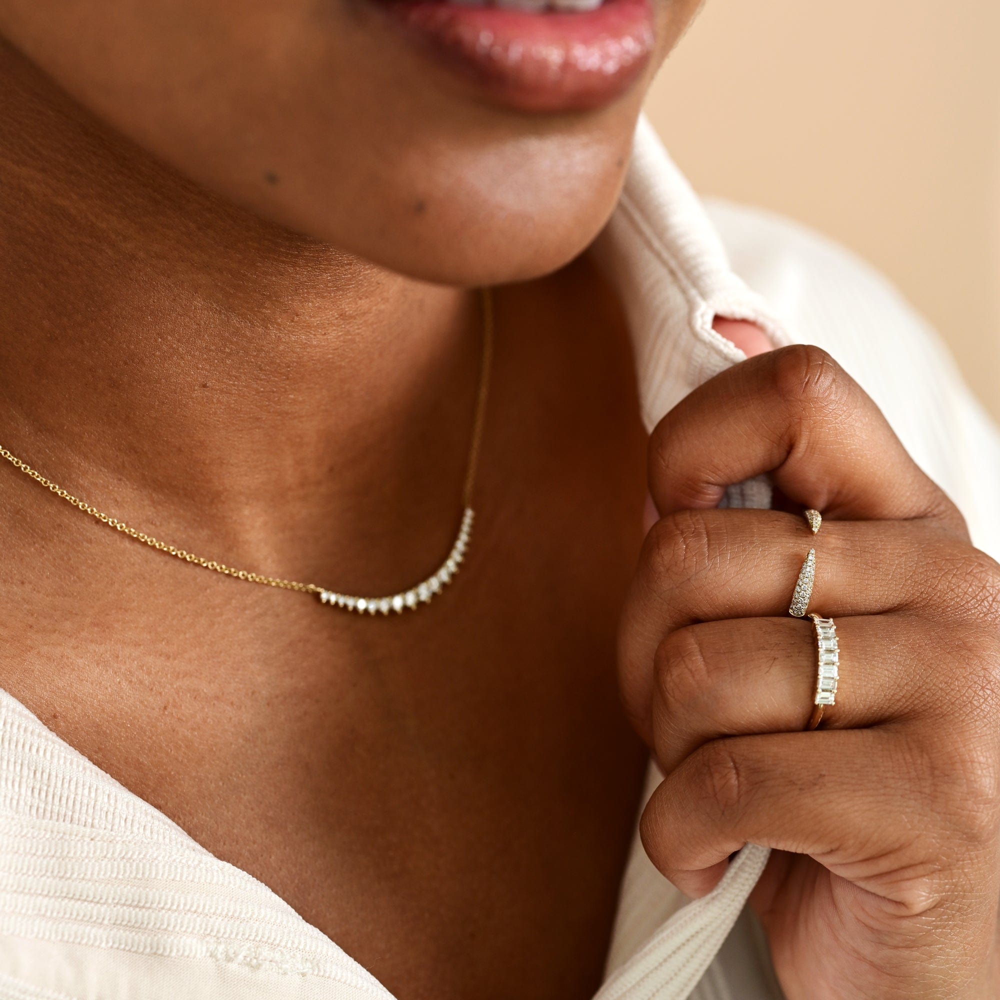 Emerald-Cut Diamond Demi Band