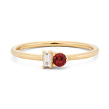 Garnet & Diamond Baguette Ring