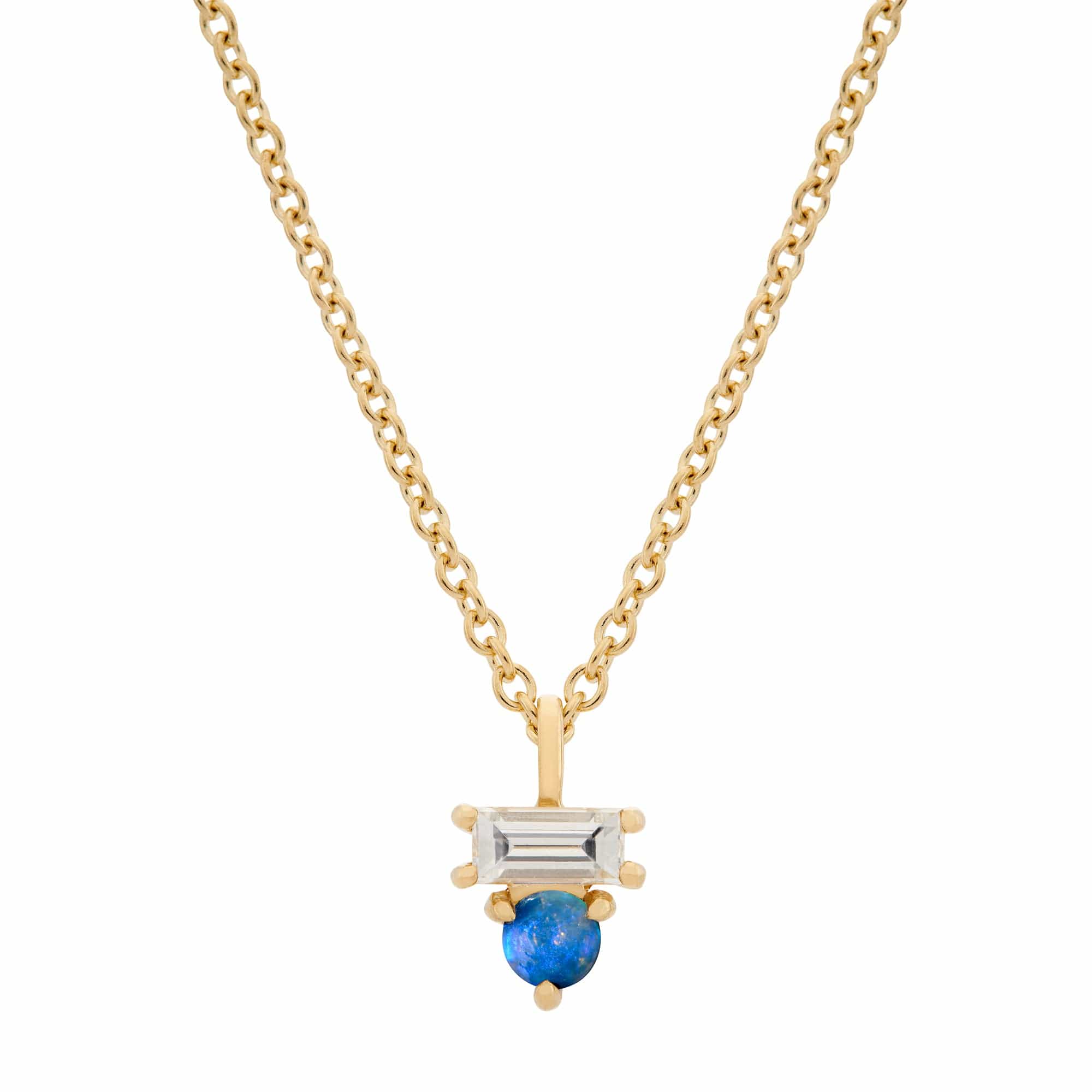 Opal & Diamond Baguette Necklace