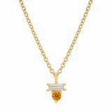 Citrine & Diamond Baguette Necklace
