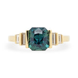 2.54ct Clara Teal Blue Radiant Cut Sapphire and Diamond Engagement Ring