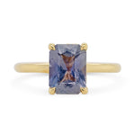 2.70ct Flora Lavender Emerald Cut Sapphire Engagement Ring with Leaf Accents