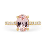 1.96ct Eva Peach Oval Sapphire & Pavé Diamond Engagement Ring
