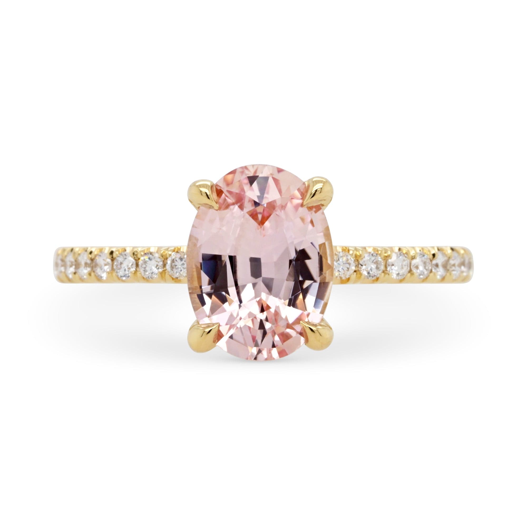 1.96ct Eva Peach Oval Sapphire & Pavé Diamond Engagement Ring