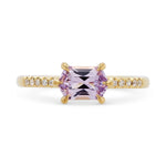 1.12ct Eva Lilac Hexagon Sapphire & Pavé Diamond Engagement Ring