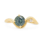 1.05ct Venus Round Teal Montana Sapphire & Diamond Engagement Ring