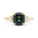 2.52ct Zara Cushion Teal Sapphire & Diamond Engagement Ring