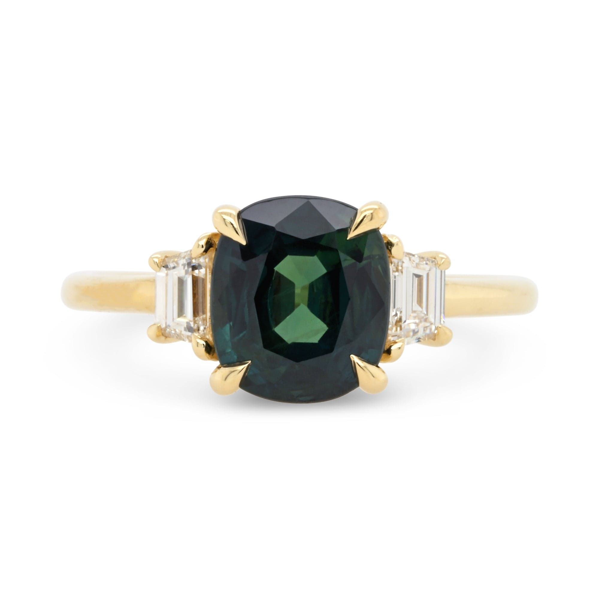2.52ct Zara Cushion Teal Sapphire & Diamond Engagement Ring