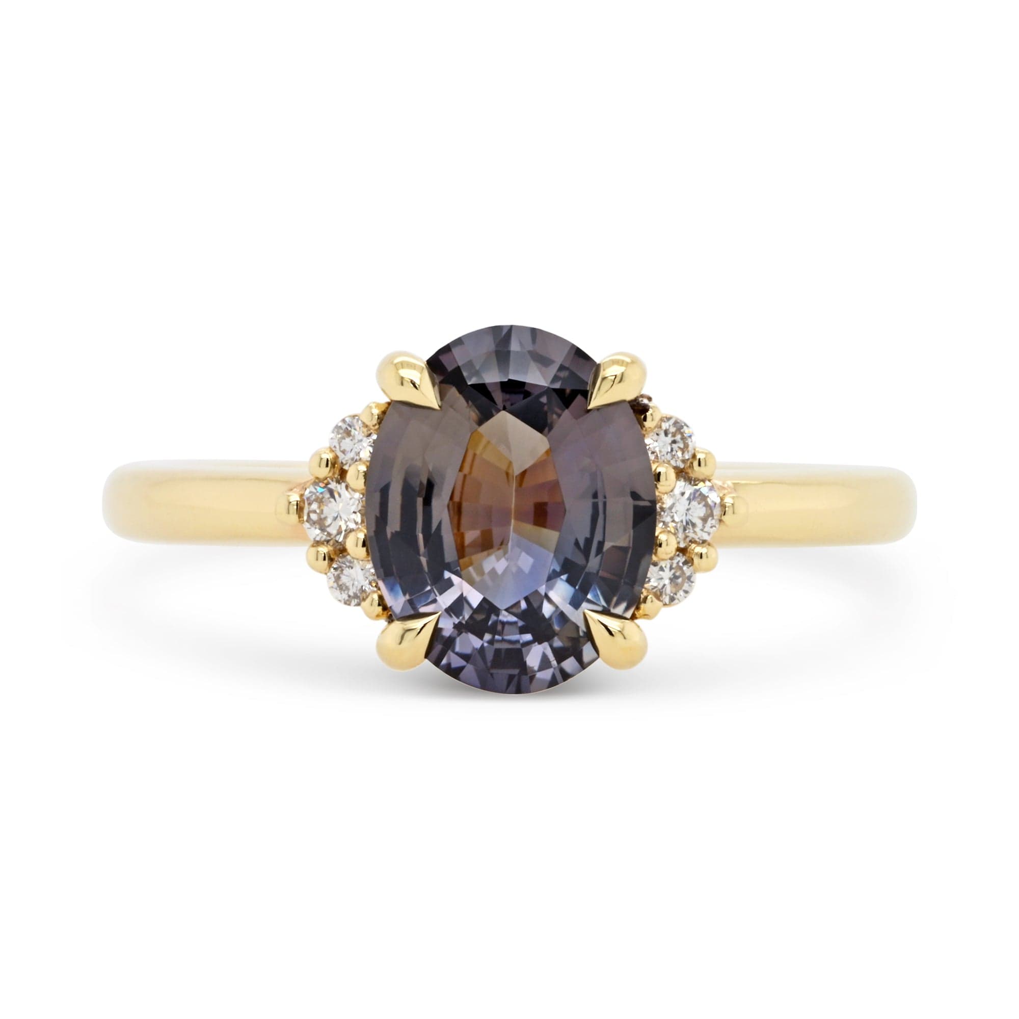 2.42ct Lena Oval Gray Sapphire & Diamond Engagement Ring
