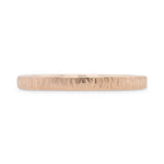 2mm rose gold wedding band with carved woodgrain texture