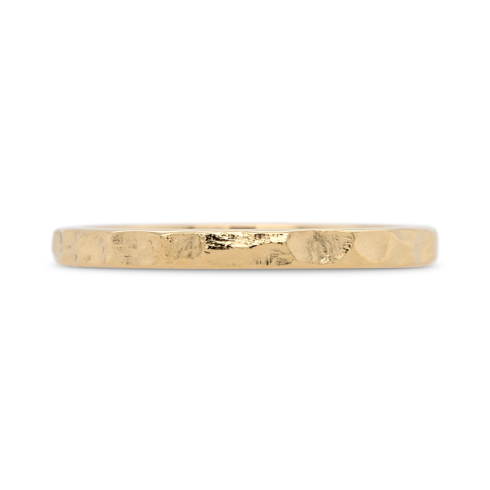 2mm yellow gold hammered wedding ring