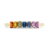 Emerald-Cut Rainbow Sapphire Demi Band
