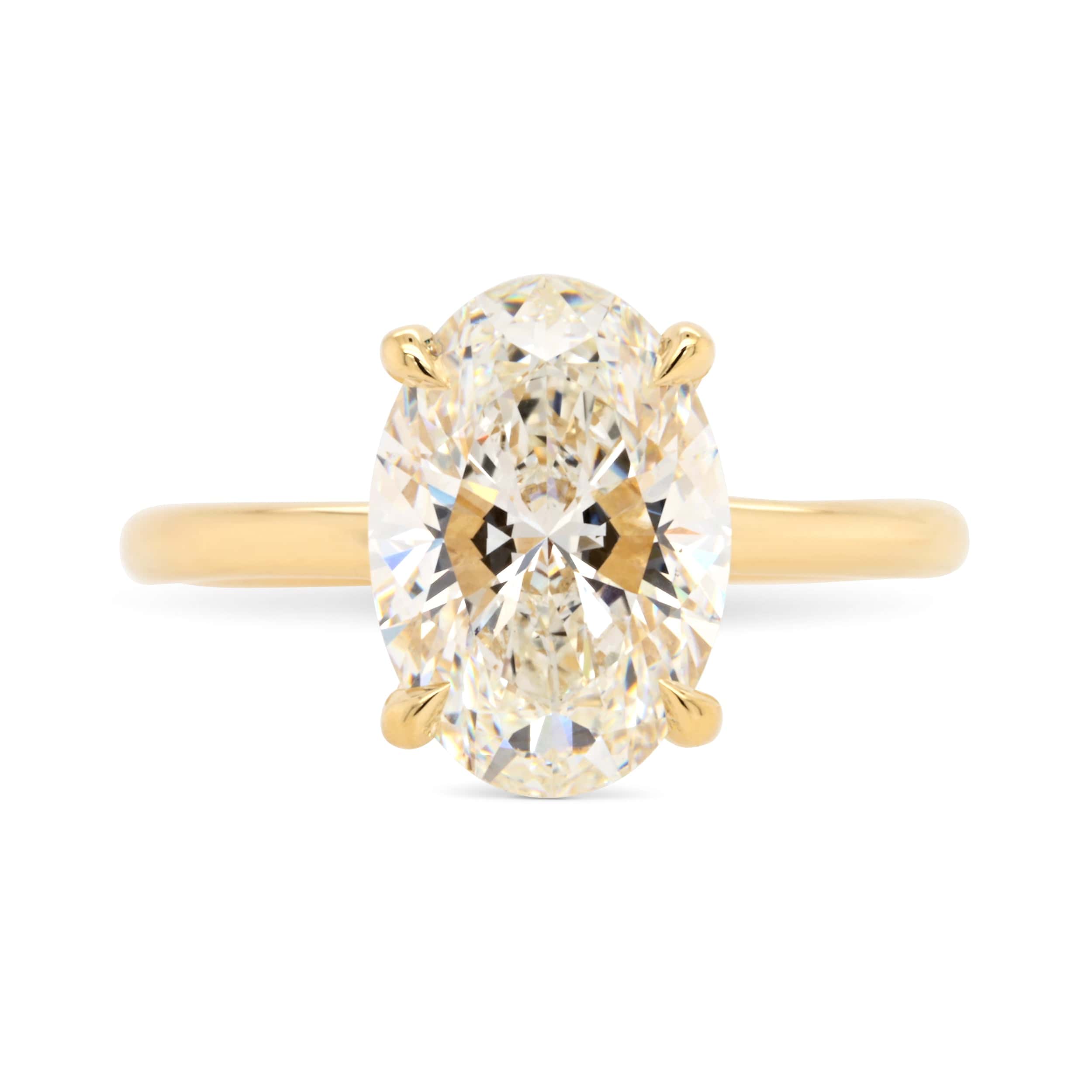 2.27ct Flora Oval Lab Grown Diamond Engagement Ring with Leaf Accents