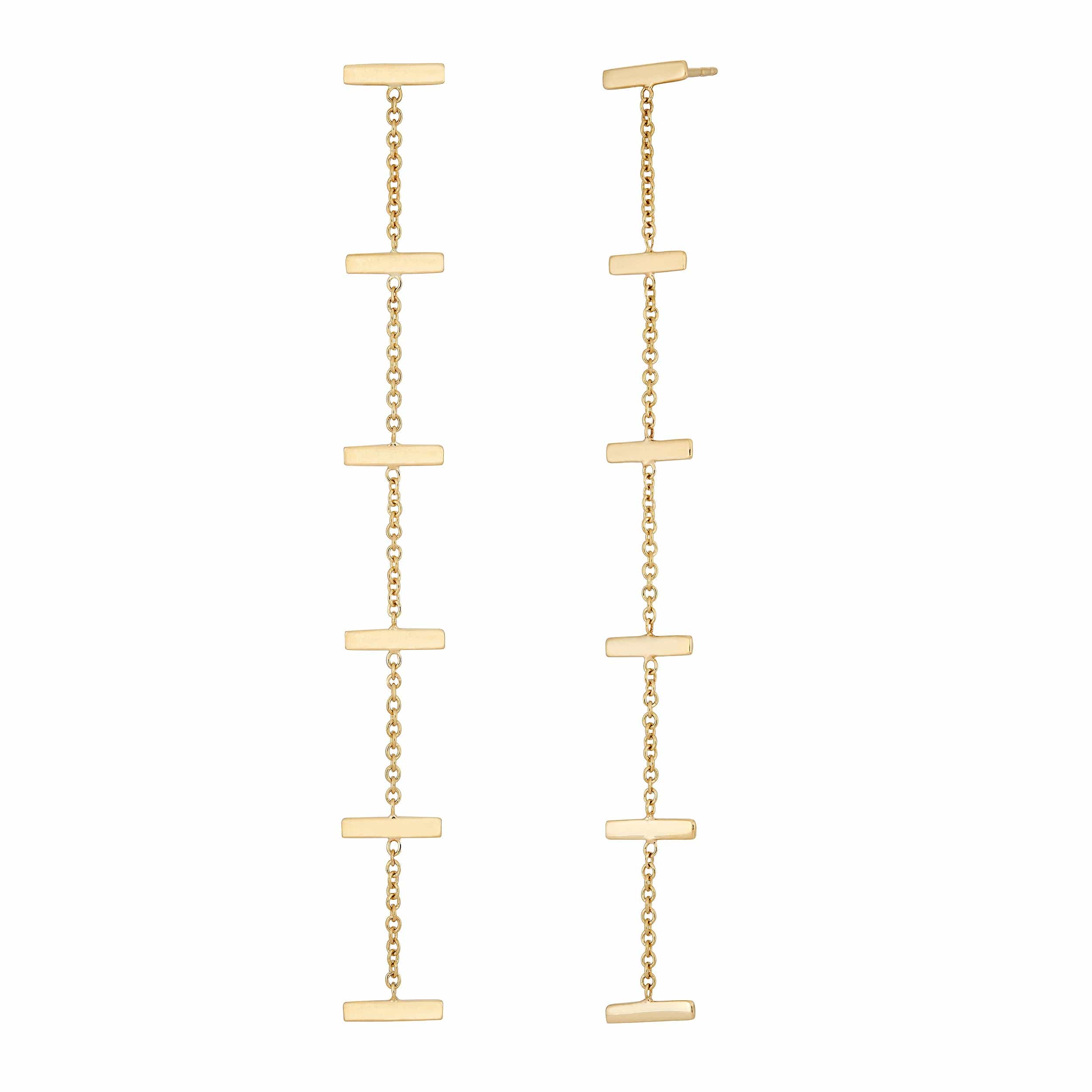 Dangle earrings with gold crossbars