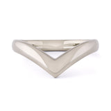 Wide V-shaped ring in white gold