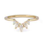 14k yellow gold wedding band with 5 diamonds