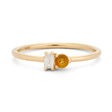 Citrine & Diamond Baguette Ring