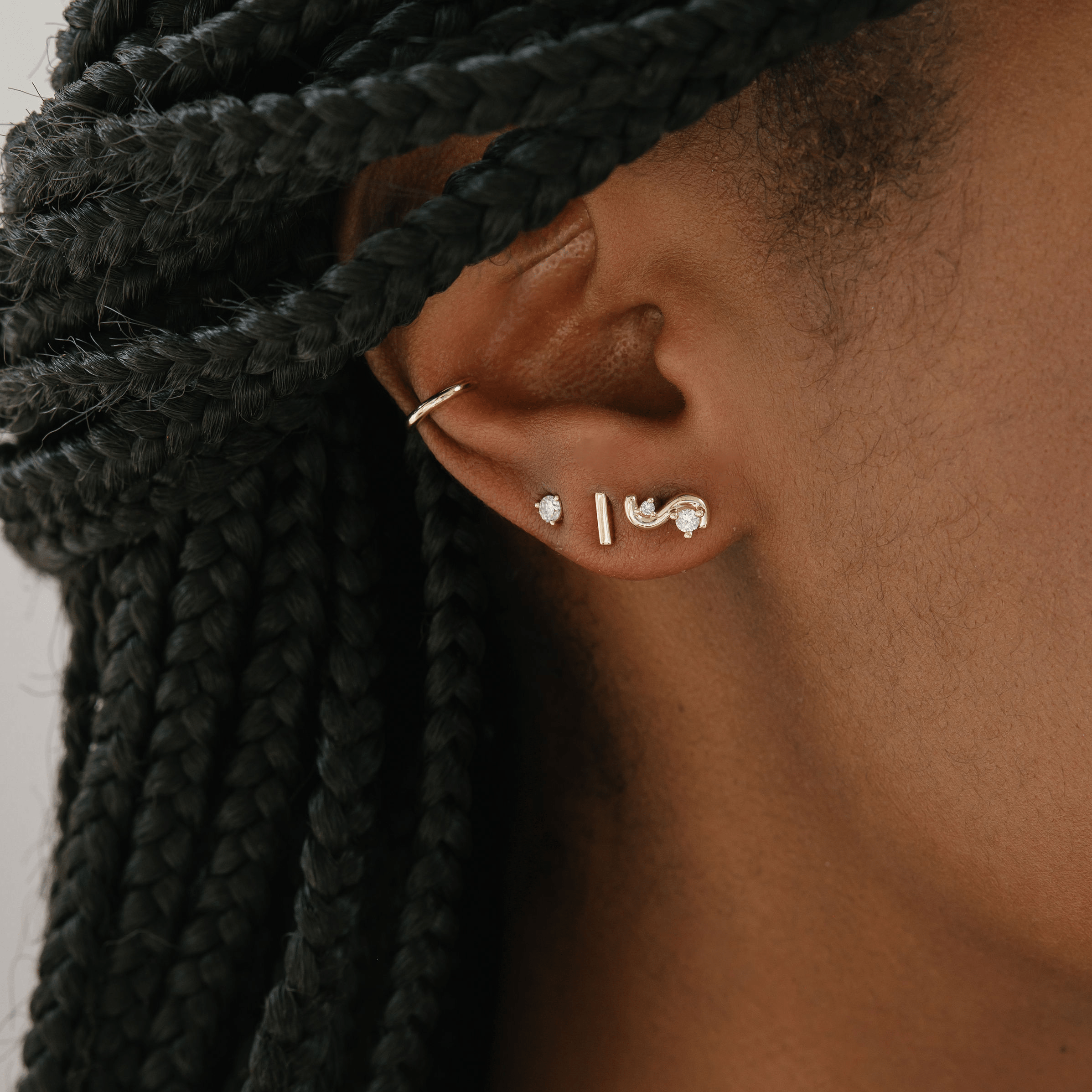 Diamond Squiggle Studs