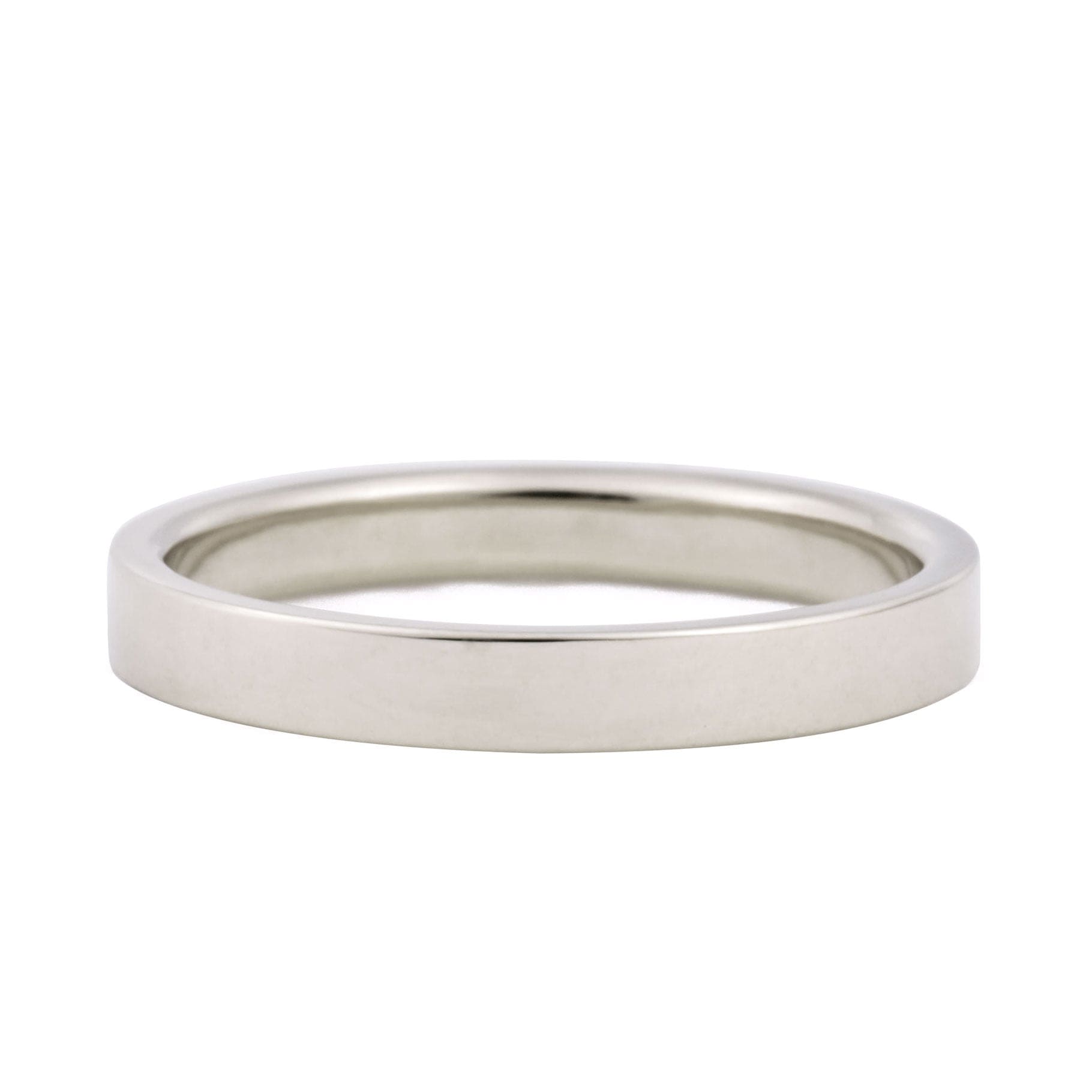 3mm Flat Wedding Band White Gold