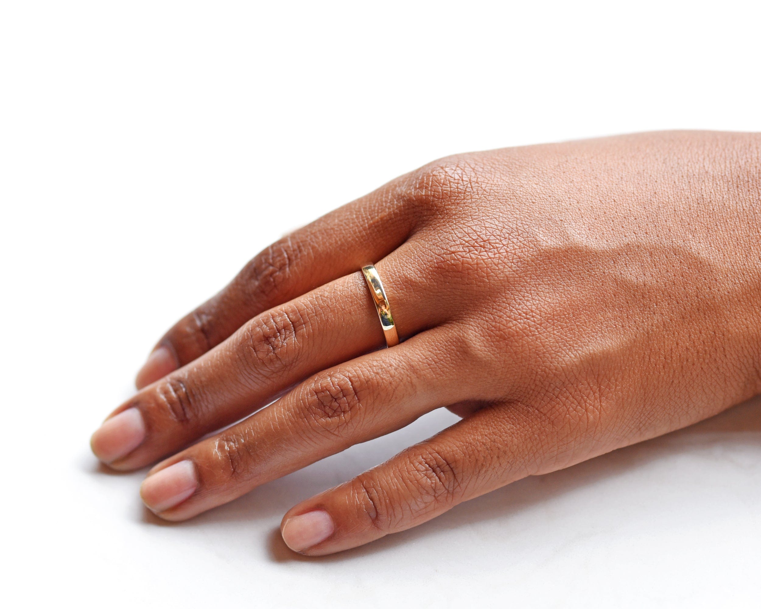 3mm Classic Domed Wedding Band modeled on hand again