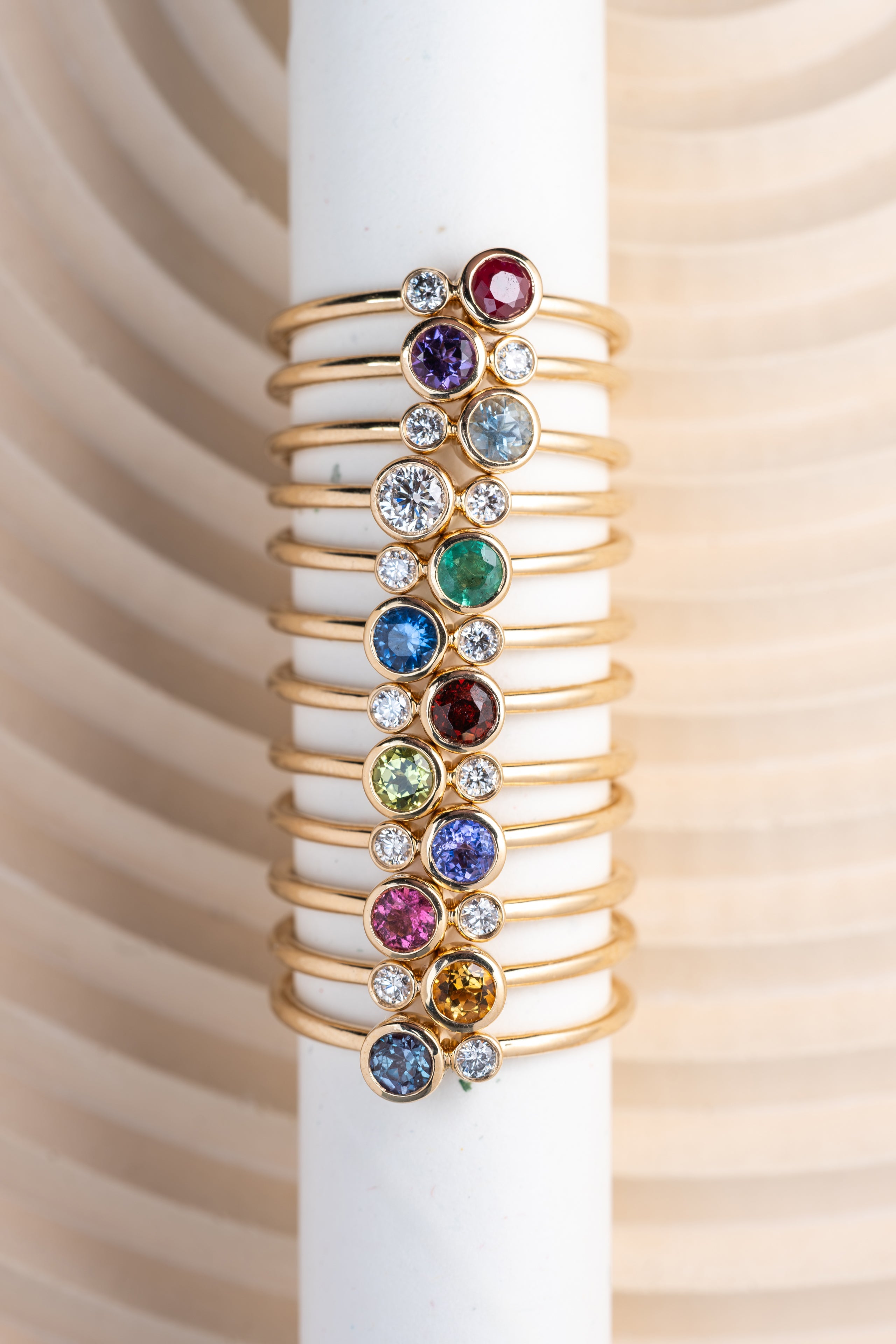 Birthstone Diamond Kiss Rings