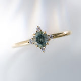 0.60ct Roma Teal Blue Montana Sapphire Compass Diamond Ring