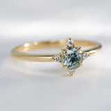 0.60ct Roma Teal Green Montana Sapphire Compass Diamond Ring