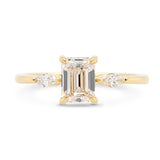 Custom Emerald Cut diamond Three Stone Ring