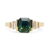 Custom Green Emerald Cut Sapphire & Diamond Engagement Ring