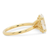 Custom Oval Cut Diamond Engagement Ring with Leaf Accents