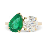 Custom Diamond & Emerald Toi Et Moi Ring