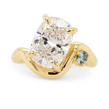 Custom Cushion Cut Diamond and Blue Sapphire Engagement Ring