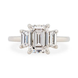 Custom Emerald Cut Diamond Three Stone Engagement Ring