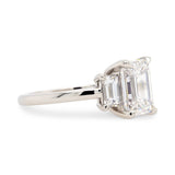 Custom Emerald Cut Diamond Three Stone Engagement Ring