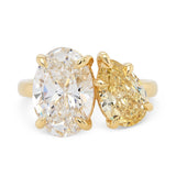 Custom Yellow Pear & Oval Lab Grown Diamond Engagement Ring