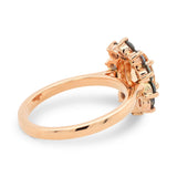 Custom Peach and Blue Sapphire Halo Engagement Ring