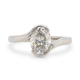 Custom Oval Diamond Bypass Platinum Engagement Ring