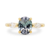 Custom Oval Teal Sapphire & Diamond Engagement Ring
